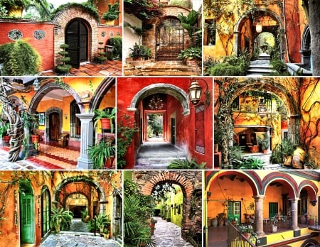 Doors of the World Collage - doors, scenery, beautiful, photography, collage, photo, architecture, wide screen