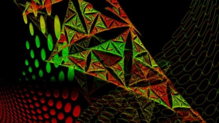 Spike Link - Photoshop, Red, Fractal, Green, Abstract