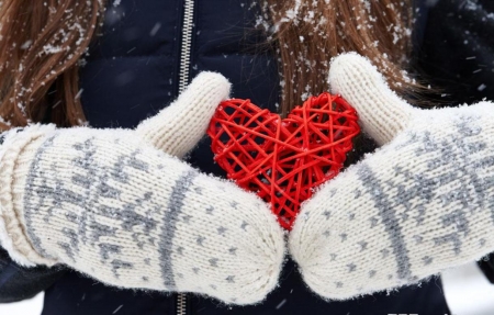 ♥ - roses, abstract, hands, winter, red