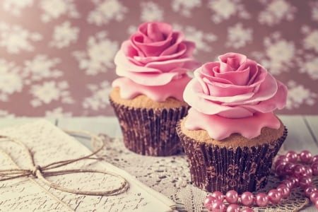 â™¥ - abstract, roses, red, pink, cupcakes, pearl