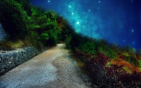 Road - nature, sky, road, blue