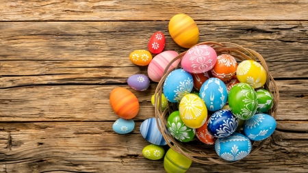 Easter Eggs - easter, eggs, colorful, wood