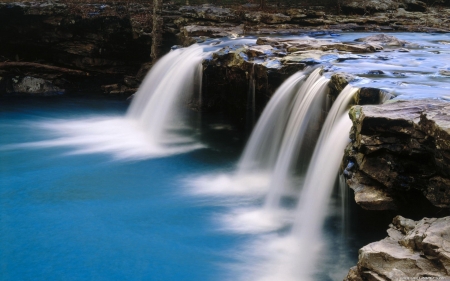 blue water fall - water, nature, blue, beautiful