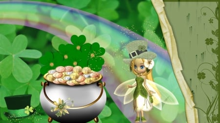 fairy shamrocks - clovers, fairy, shamrocks, irish