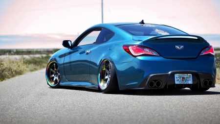 Hyundai Genesis - vehicles, hyundai, blue cars, hyundai genesis, rear view, cars