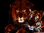 glowing lion and tiger