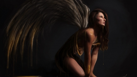 Angel - wings, woman, model, angel