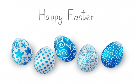 Happy Easter! - easter, white, blue, egg, card