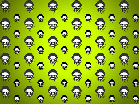 HOODED SKULL WALLPAPER - green, hooded, lime, skulls