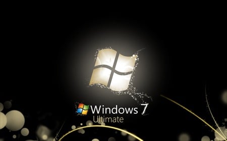 Wallpaper 148 - Windows 7 - sky, windows, seven, microsoft, windows 7, black, windows logo, gold, abstract, cool, dark, yellow, clouds, 7