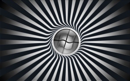 Wallpaper 168 - Windows 7 - abstract, vista ball, microsoft, spiral, spieral, illusion, seven, windows, cool, black, grey, white, windows 7, gray, 7