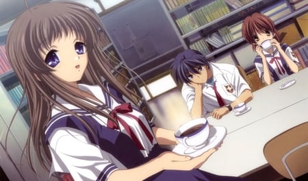 tea time - nagisa, anime, clannad, wallpaper