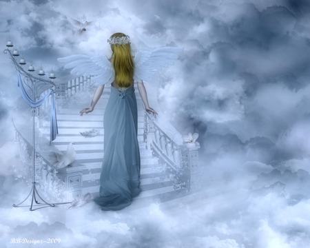 Angel Blessings - stairs, blessings, wings, angel