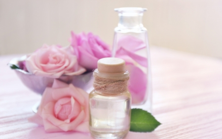 Pink - oil, pink roses, pink, petals, the spa, perfume, rose