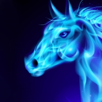 Flaming Blue Horse