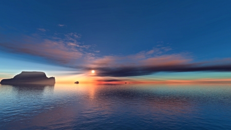 Sunset on the sea - clouds, horizon, sunset, nature, splendor, sea