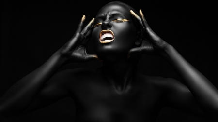 Black Face - black, fashion, face, woman