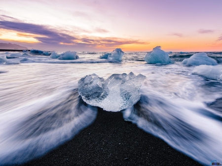 Wave on the Shore - clouds, sunset, nature, waves, sea, wave