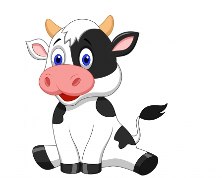 Cow - black, cow, white, spot, cute, card, pink, child