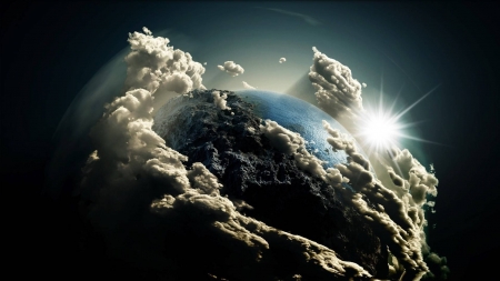 cloudy planet - space, fun, planet, cool, sun