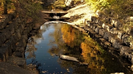 Autumn reflections - trees, water, reflection, autumn