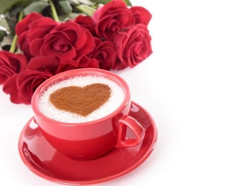 â™¥ - tea, flowers, roses, red