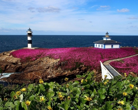 Beauty Galicia, Spain - galicia, nature, lighthouse, spain, sea, grass, sky