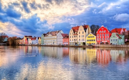 Town on a Lake in Germany - lake, town, Germany, houses