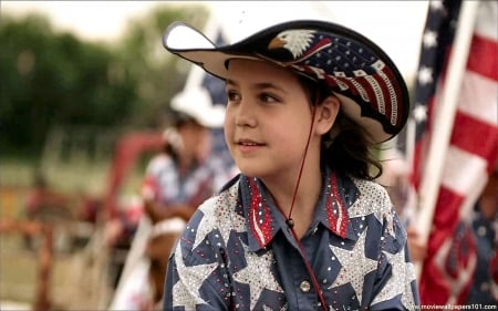 American Cowgirl.. - americana, fun, female, parade, TV, hats, brunettes, children, western, girls, cowgirl, style, outdoors, rodeo, flag