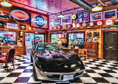 Black Beauty - 1978 Corvette FC - wide screen, chevrolet, cars, automobile, auto, illustration, 1978, painting, art, beautiful, artwork, corvette