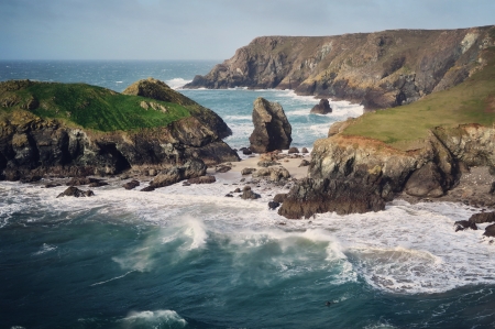 Ocean - reefs, horizon, sky, england, beach, surf, landscape, rocks, sea