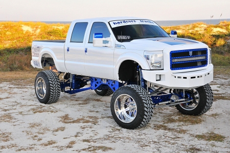 2004 Ford F-250 - white, lifted, truck, blue accents