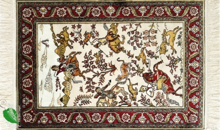 Handmade silk rug with figures - silk rug with vivid figure, handmade silk rug, handmade rug, silk rug