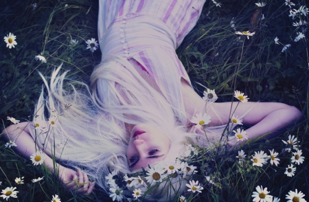 Fashion Model - flowers, lying, woman, model