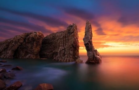 It take a strong - nature, splendor, stones, sunset, sea, rocks, coast