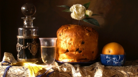 Still Life - food, rose, still life, glass