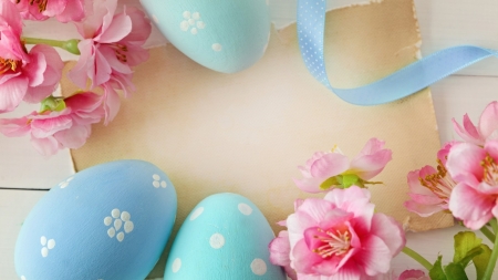 Easter Eggs - eggs, flowers, decorative, Easter