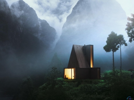 House in the Mountain Mist