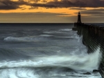 Lighthouse and Evening Waves