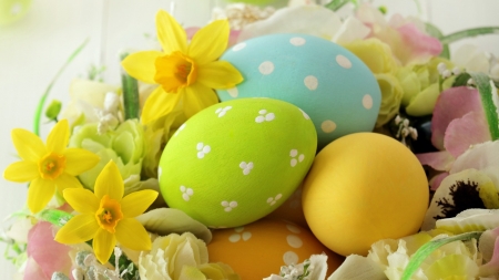 Easter Eggs - eggs, easter, decortive, flowers