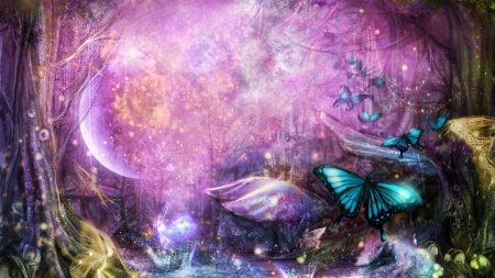 Fantasy Land - art, fantasy, birds, butterflies