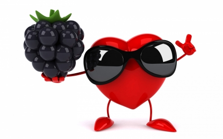 Blueberry love - heart, white, funny, red, valentine, fruit, blueberry, card, sunglasses