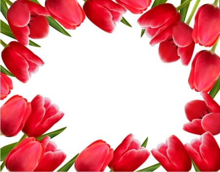 Happy Spring! - red, card, tulip, spring, frame, flower