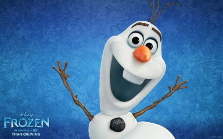 Frozen (2013) - snowman, winter, poster, blue, olaf, fantasy, frozen, white, movie, disney