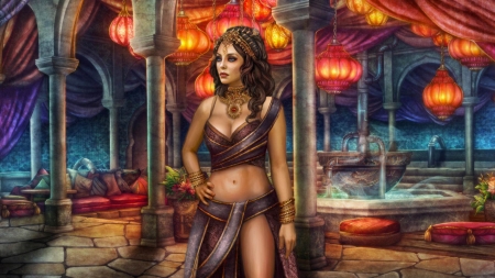 The King's Concubine - pretty, orietn, beautiful, girl, fantasy, digital, woman, exotic, art