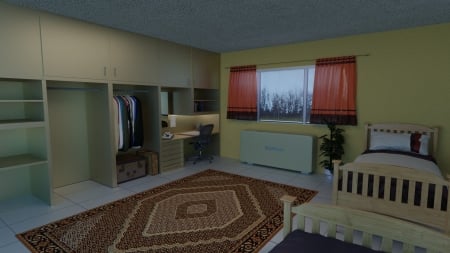 College Dorm Room - dorm, cg, college, 3d, dorm room