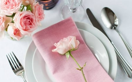 Still Life - cloth, roses, flowers, plate, still life