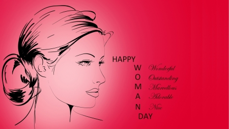 Happy Women's Day! - black, woman, red, word, card, quote, day