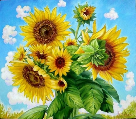 Alex Rainbow. undying Life - flower, sunflower, art, painting