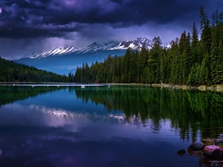 Valley of the Five Lakes,Canada - valley, lake, first lake, trees, mountain, nature, forest, reflection, clouds